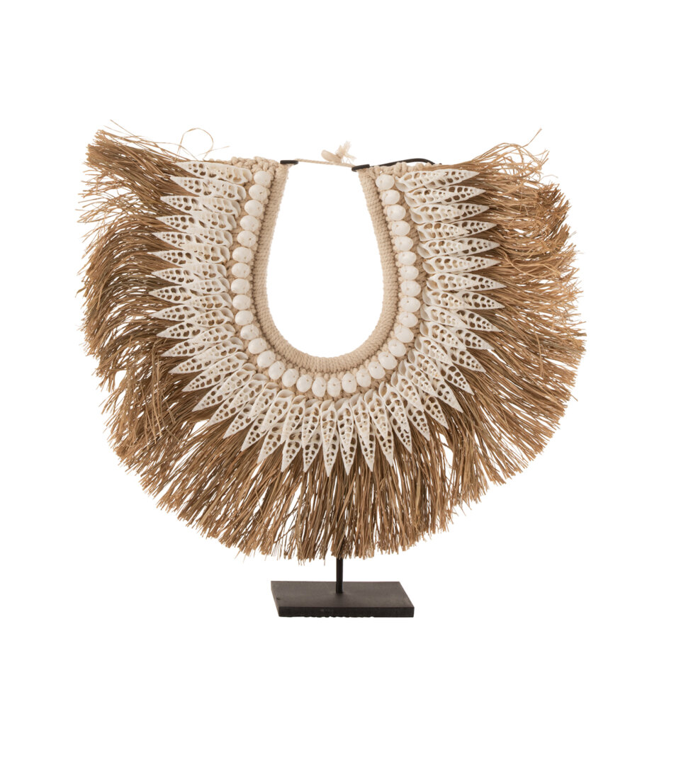 Staander Dora Large met schelpen - Zeegras/ Wit