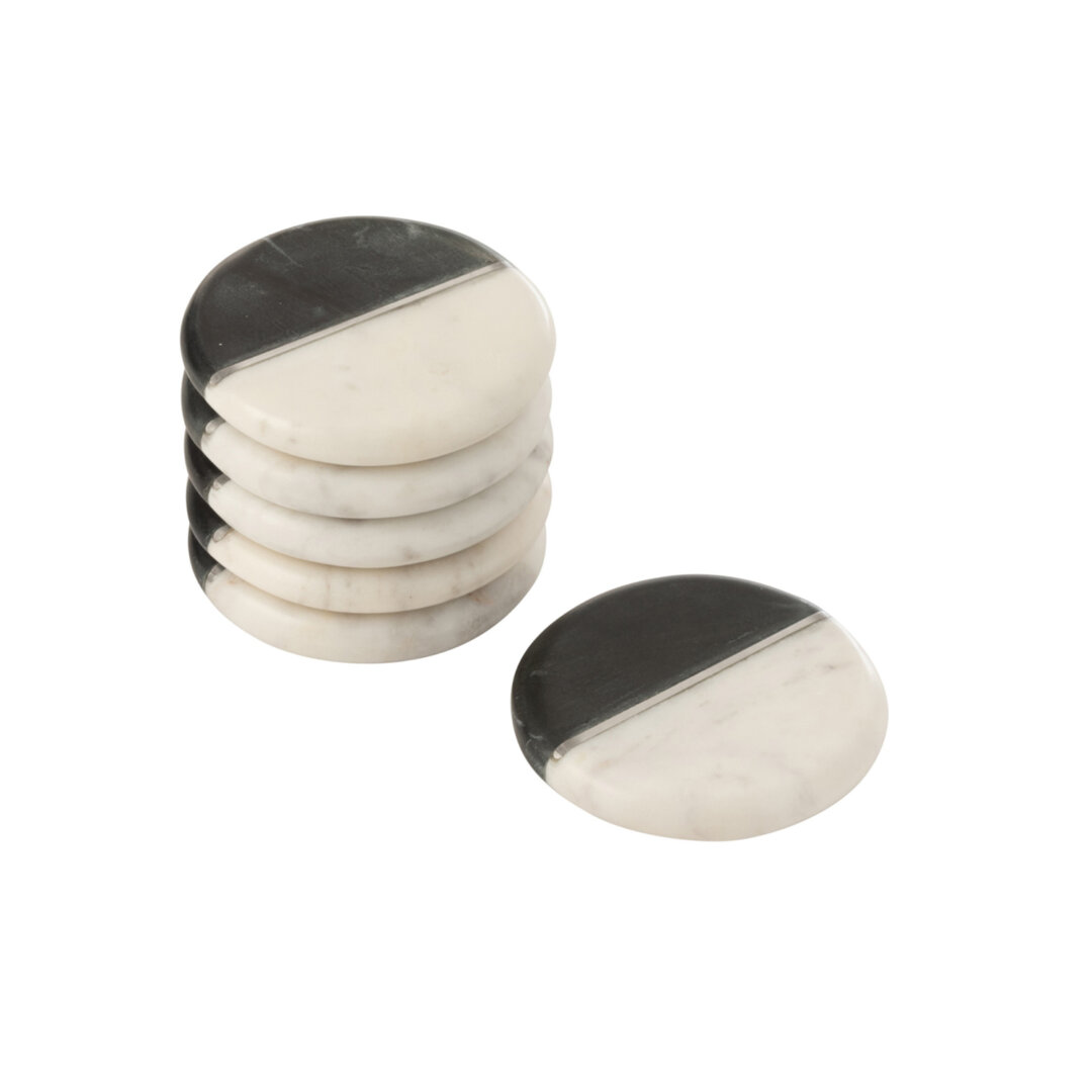 Onderzetters marmer - zwart/ wit/ zilver