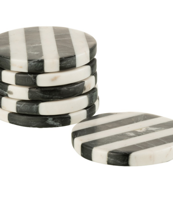 Onderzetters streep marmer - wit/ zwart