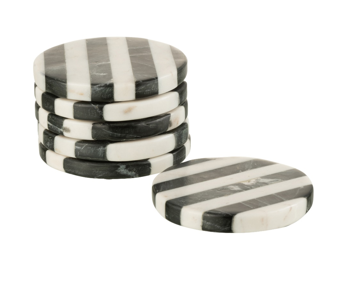 Onderzetters streep marmer - wit/ zwart