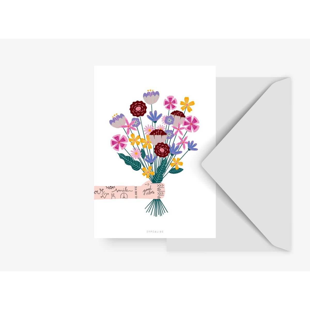 Wenskaart - Bos bloemen