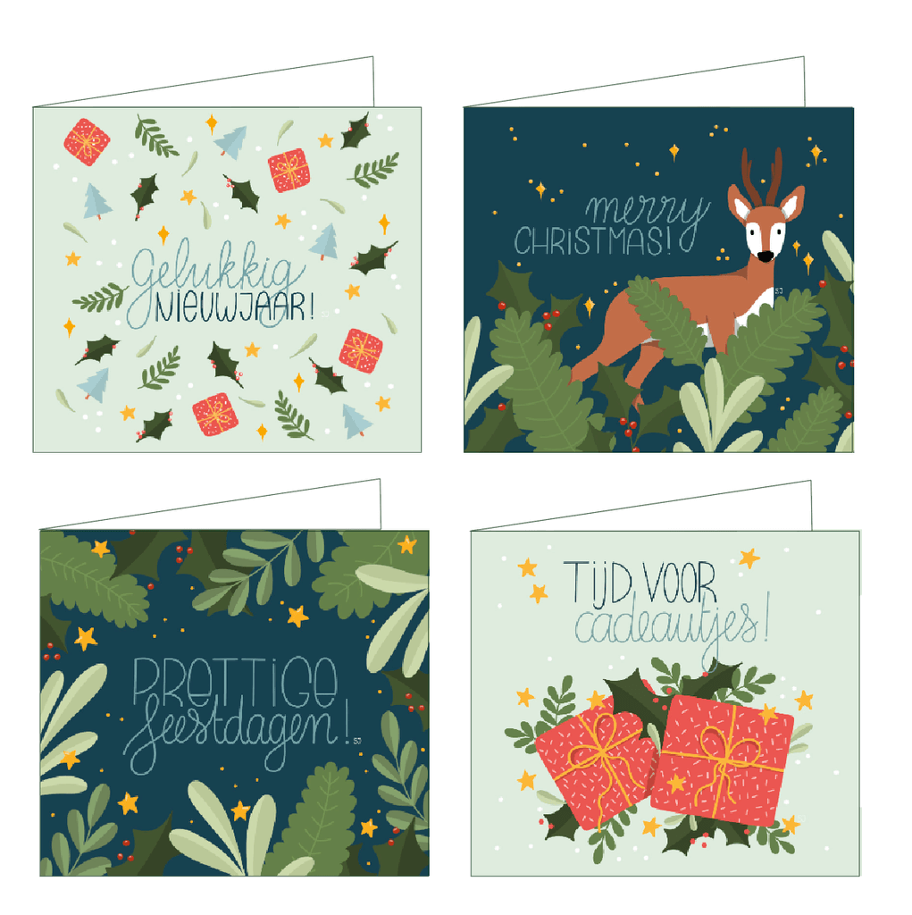 Kerstbox 8 kaarten - Merry Christmas